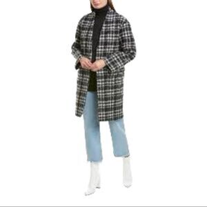 New Veronica Beard Black Crispin Plaid Wool Academia Boyfriend Fit Coat Size 6